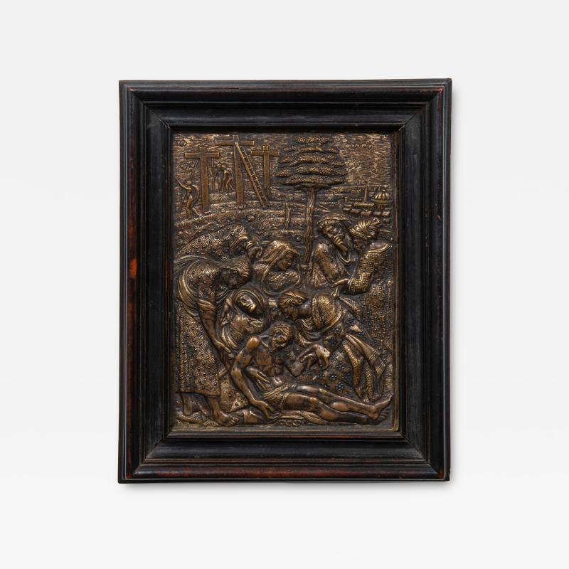 Rare Italian Renaissance 16th Century Bronze Plaque The Lamentation of Christ 