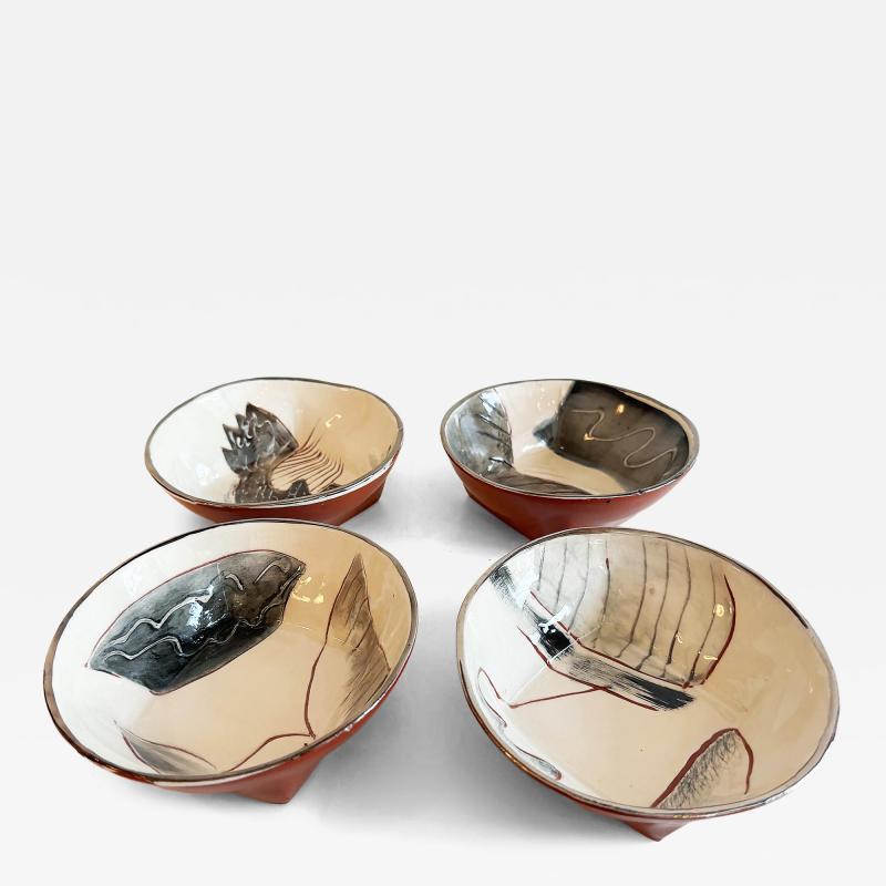 Rare Loughran Unique Individual Ceramic Abstract Dinner Set for 4
