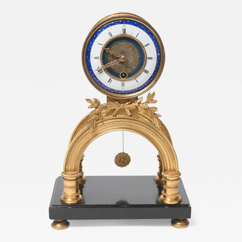 Rare Louis XVI Period Enamel and Gilt Bronze Clock