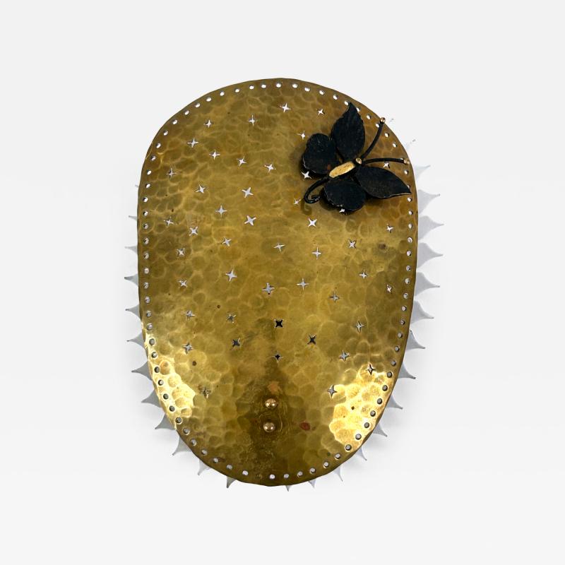 Rare Lovely Mid Century Modern Perforated Brass Sconce Papillon Sweden 1960s