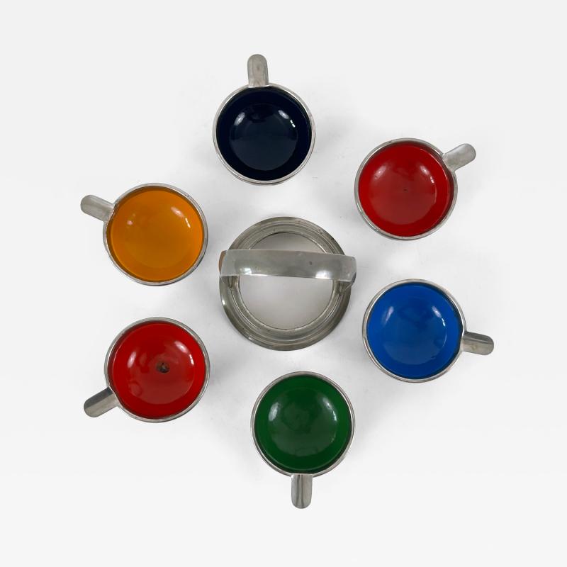 Rare Lovely Mid Century Modern Small Enameled Stacking Ashtray Set Germany 1960s