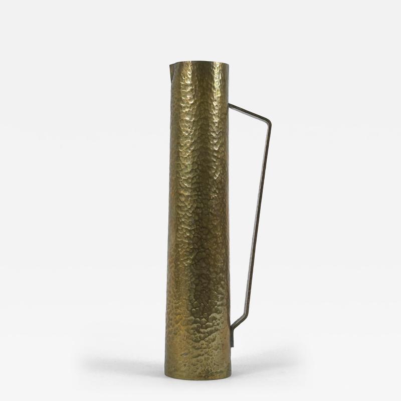 Rare Mid Century Hammered Brass Tall Grip Vase or Watering Can Germany 1960s