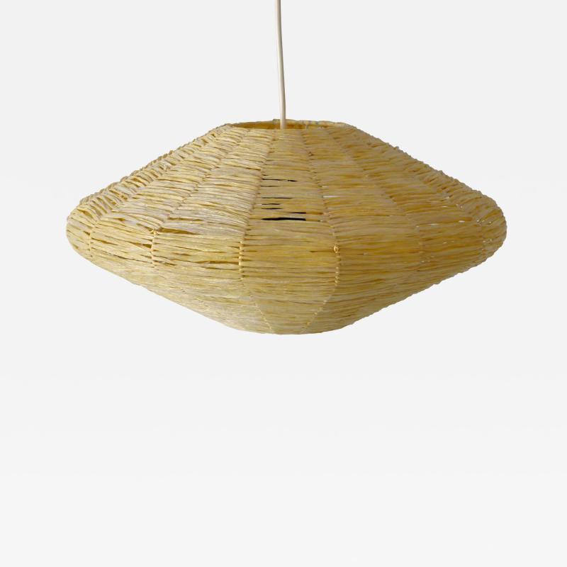 Rare Mid Century Modern Raffia Bast Pendant Lamp or Hanging Light Germany 1970s