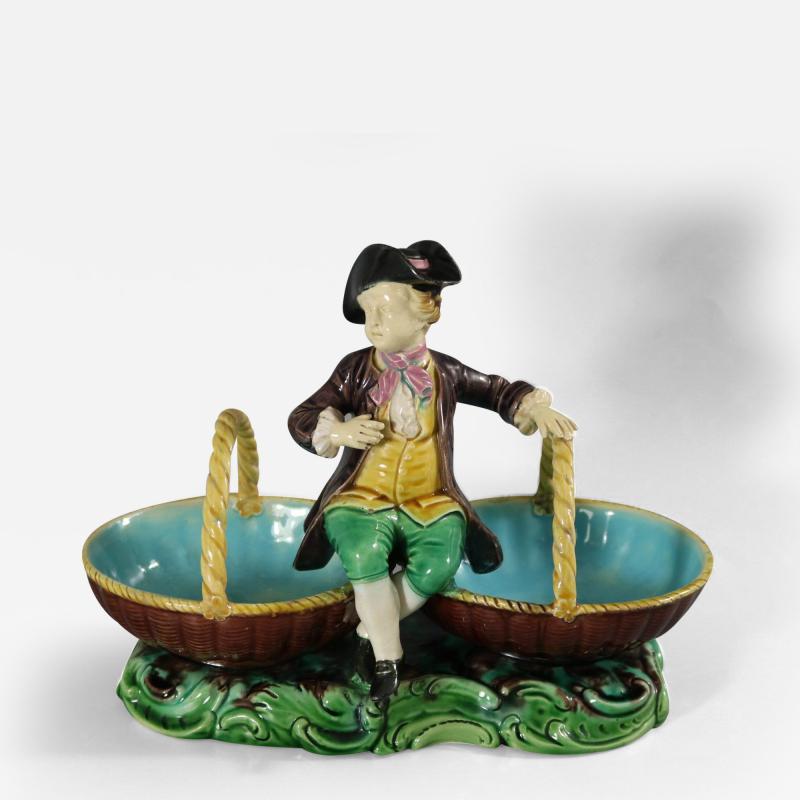 Rare Minton Majolica Figure with Baskets