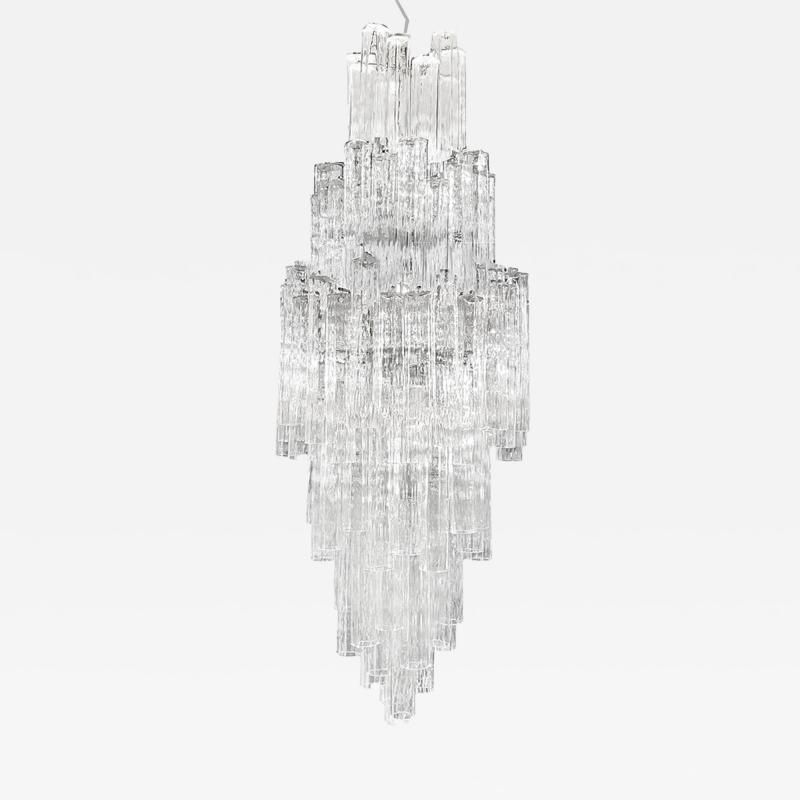 Rare Murano Clear Tronchi Glass Chandelier