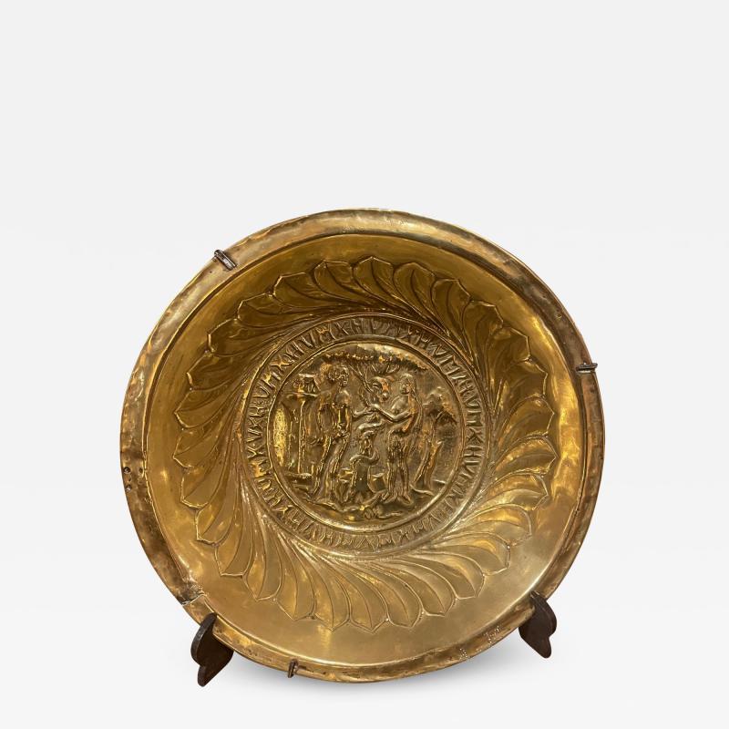 Rare Offering Basket Or Basin Germany 16th Century In Brass