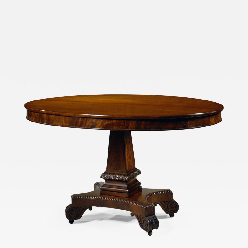 Rare Oval Carved Mahogany Library Table