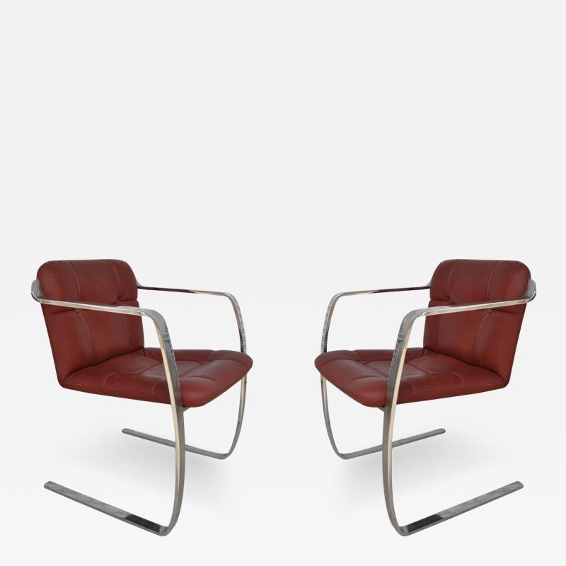 Rare Pair Cumberland Stainless Steel and Leather Armchairs