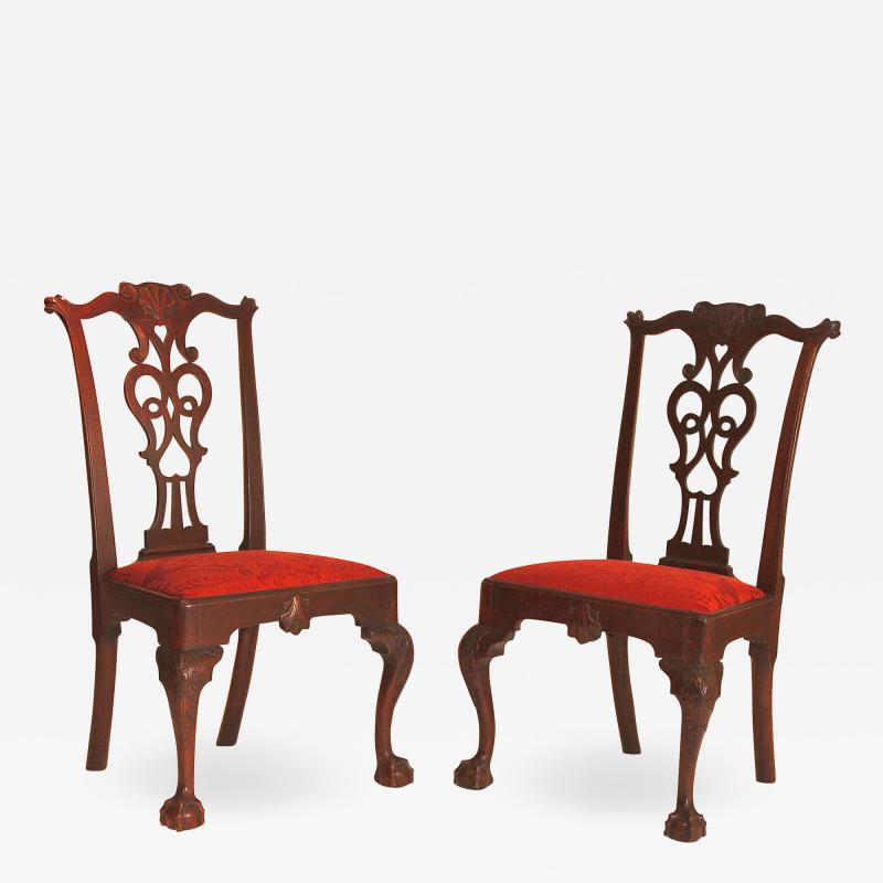 Rare Pair of Mahogany Chippendale Side Chairs