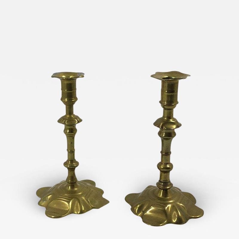 Rare Pair of Queen Anne Brass Candlesticks