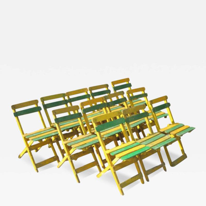 Rare Set of 12 Hand Painted French Art Deco Dining Cafe Garden Chairs C 1920