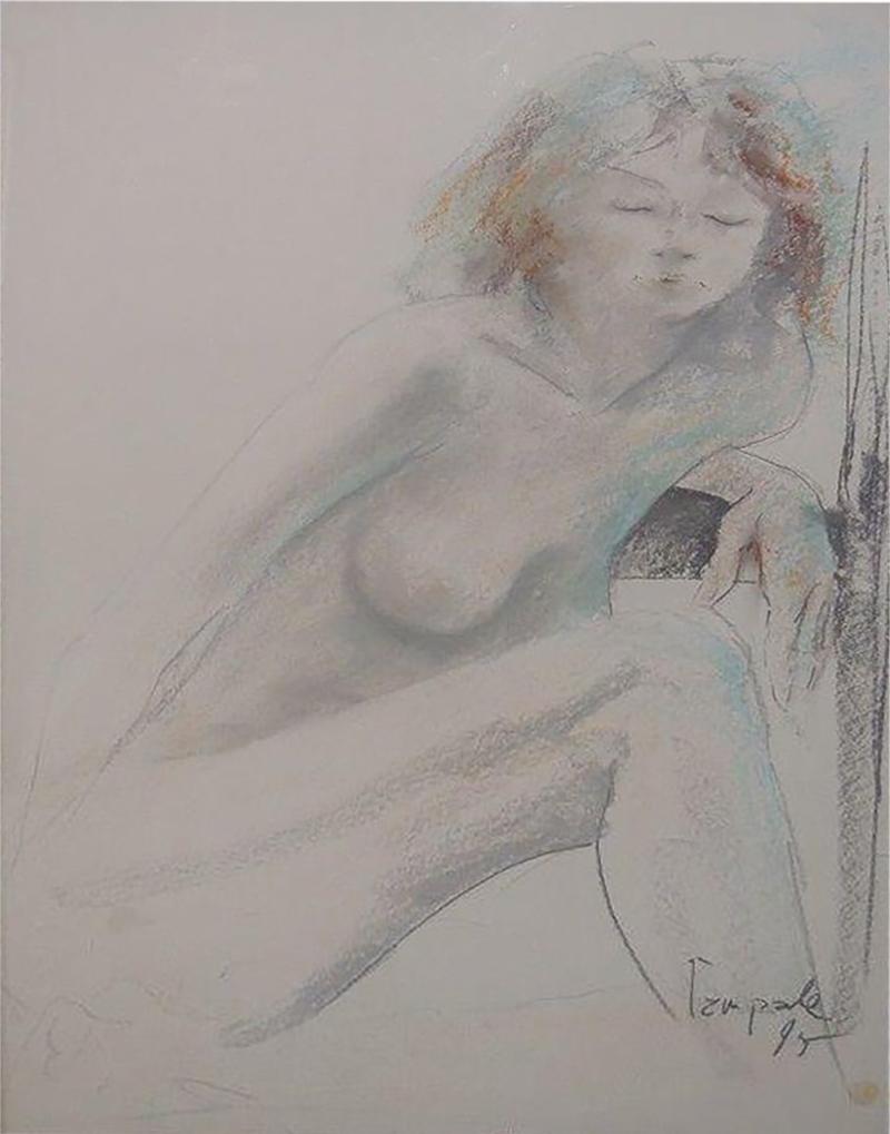 Rare Signed Dario Campanile Orig Female Nude Drawing