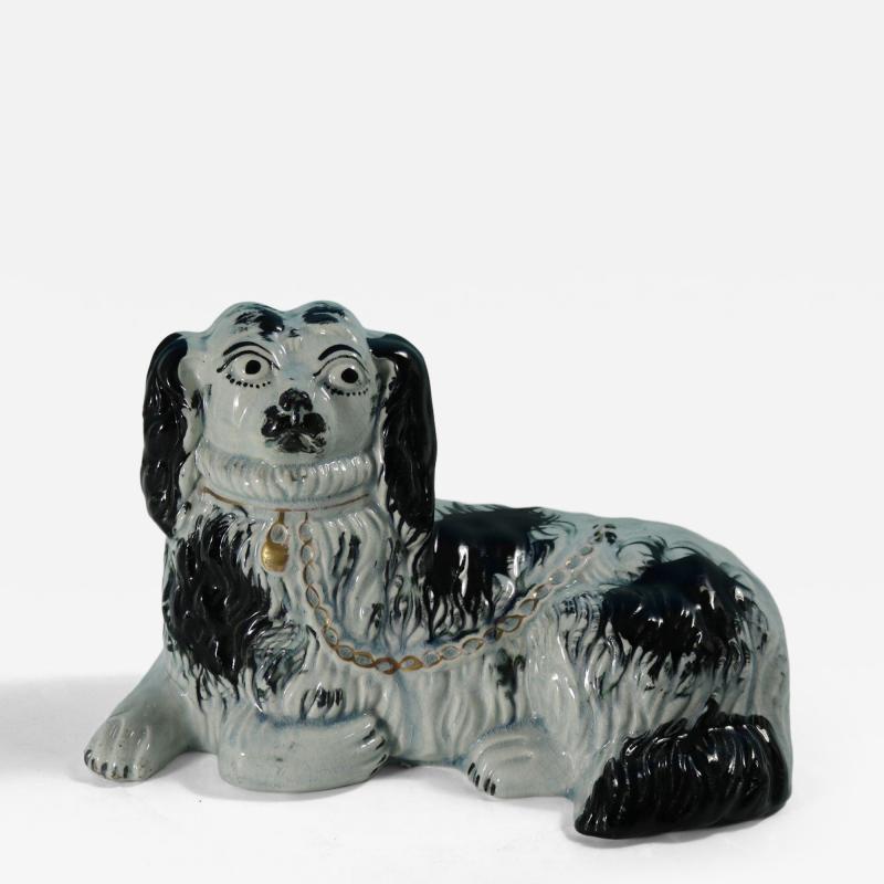 Rare Staffordshire Pottery Recumbent Spaniel