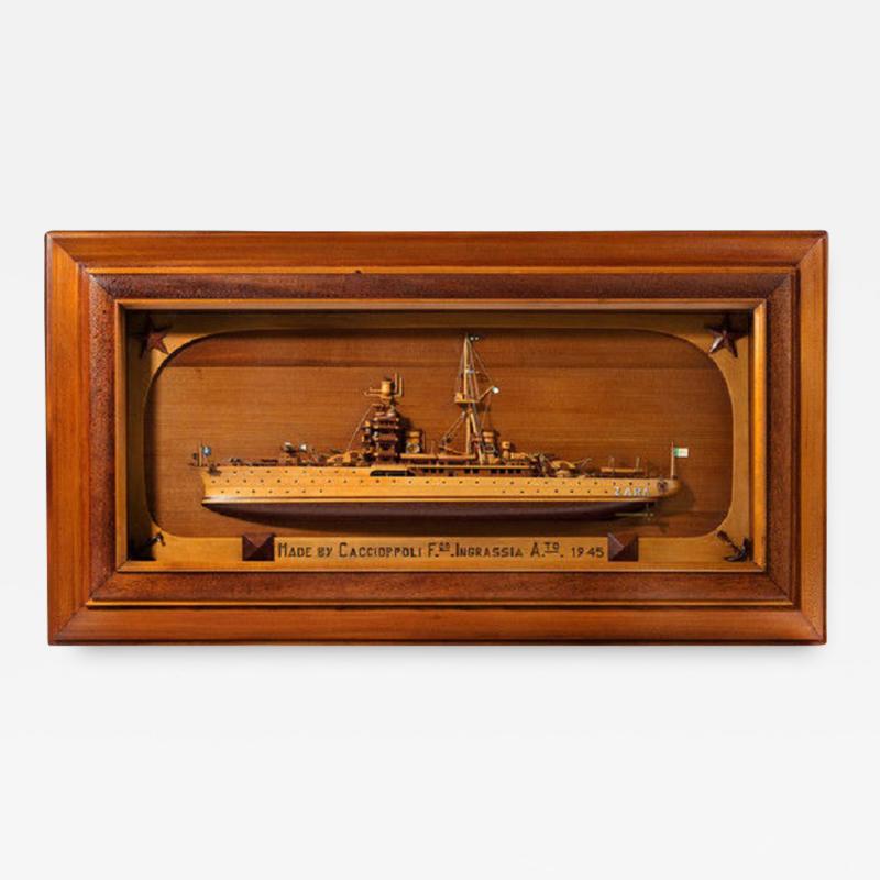 Rare WWII Italian Prisoner of war work model of Italian cruiser Zara