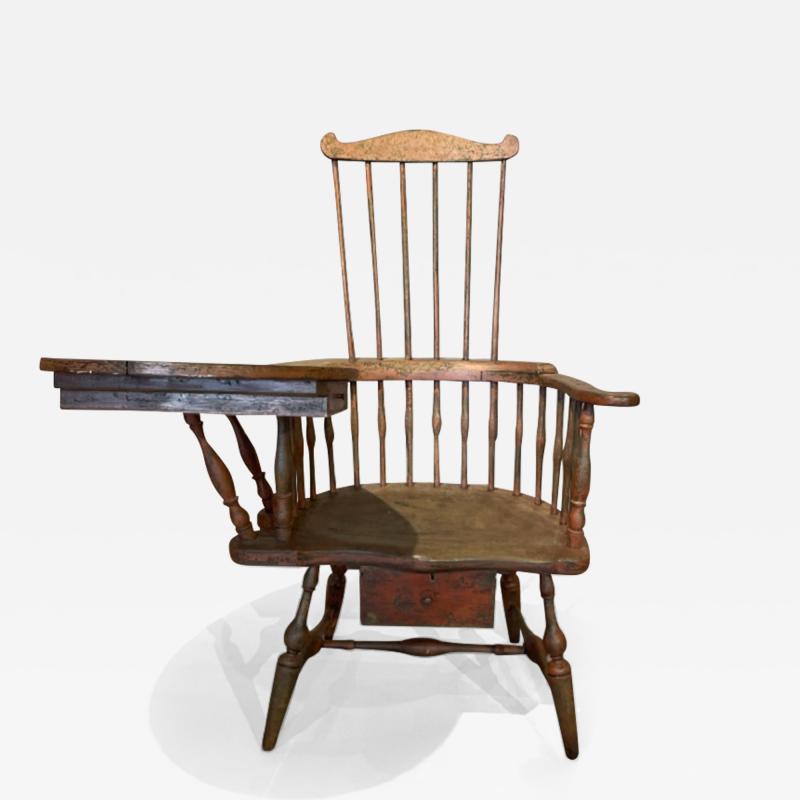 Rare Writing Arm Comb Back Windsor Chair