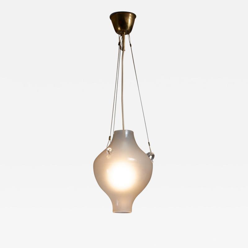 Rare and Elegant Glass Drop Shaped Pendant Lamp Denmark 1940s