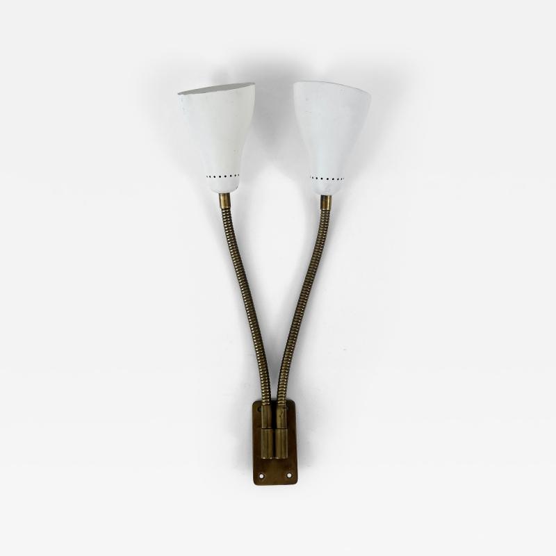 Rare and Lovely Mid Century Modern Gooseneck Sconce or Wall Lamp Italy 1950s