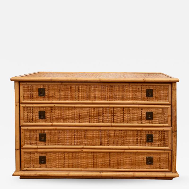 Rattan Dresser with Brass Campaign Style Hardware