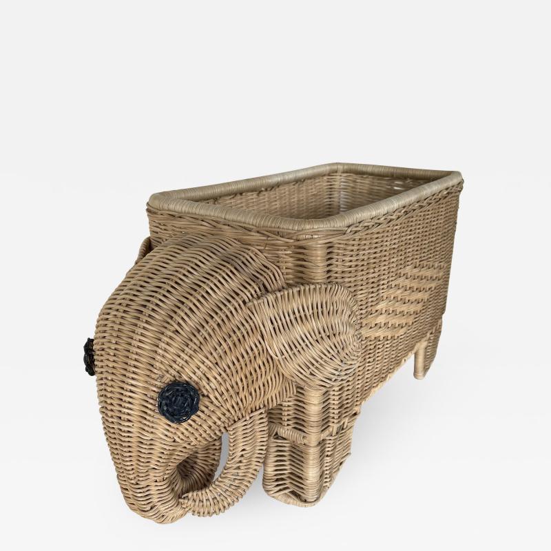 Rattan Elephant Magazine Rack Italy 1970s