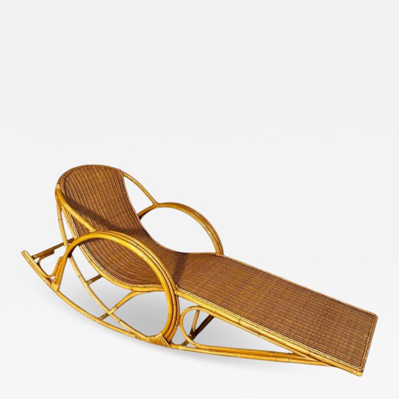 Rattan Rocking Chaise Lounge Chair 1970