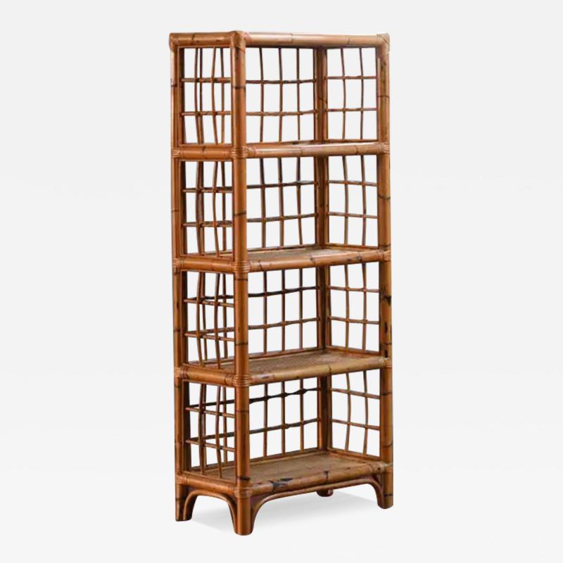 Rattan and wicker bookcase Italy 1980