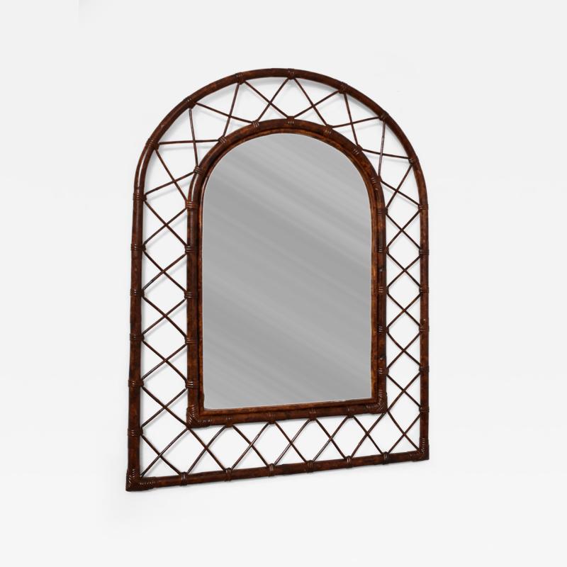 Rattan arch mirror 1970s 