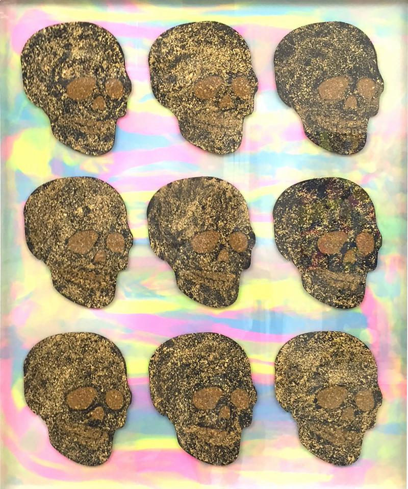 Ray Geary Ray Geary Tie Die Gold Skulls Artpiece