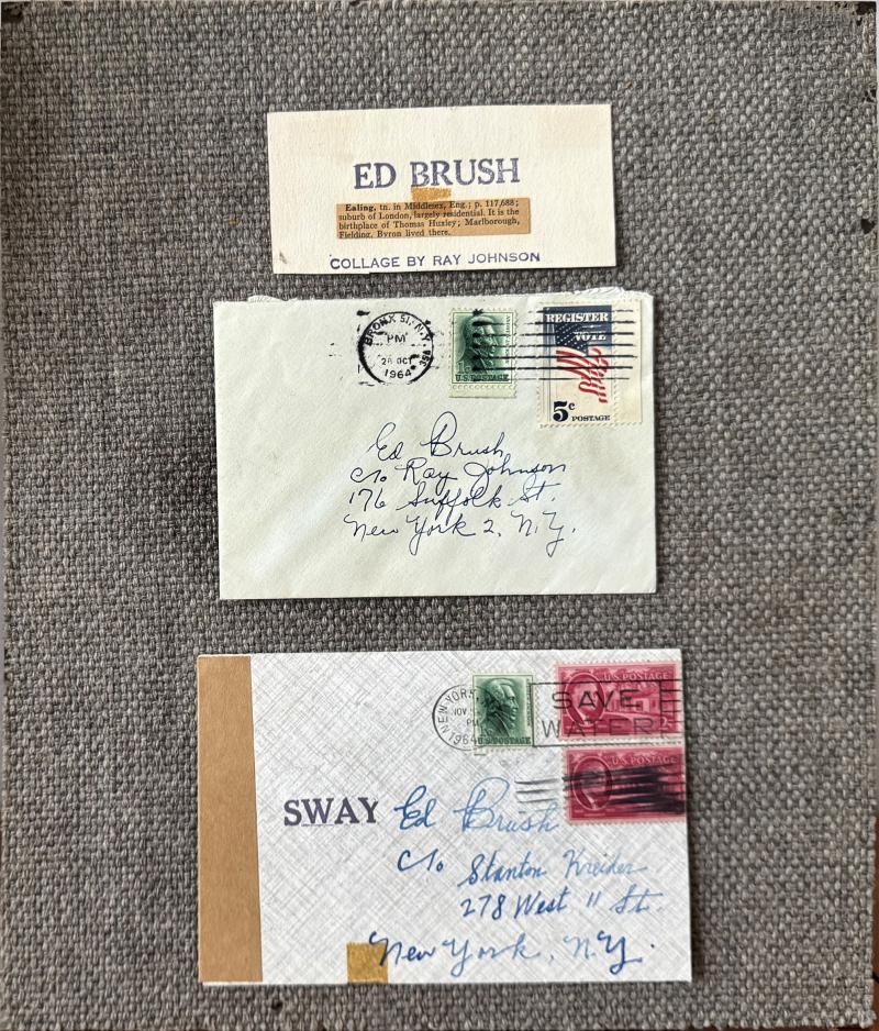 Ray Johnson Mail Art Correspondence Art Pioneer Two Envelops and Collage Signed