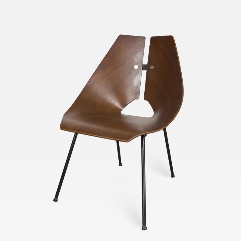 Ray Komai MOLDED WALNUT SIDE CHAIR BY RAY KOMAI