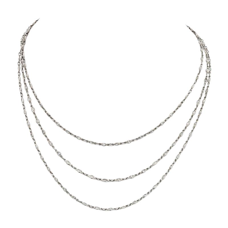 Raymond C Yard Marquise Platinum Old Cut Marquise Vintage Diamond 56 inches Diamonds