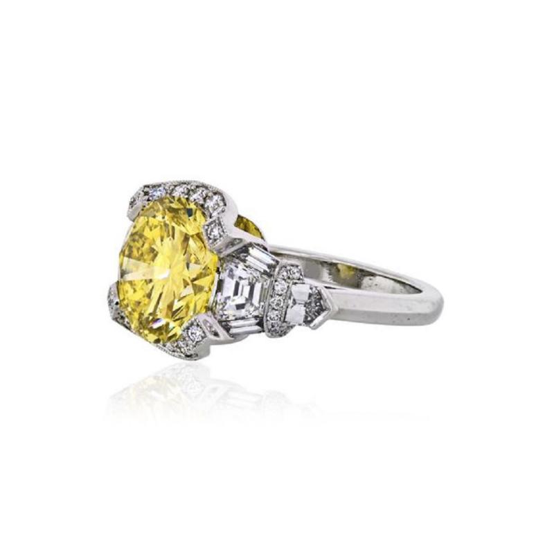 Raymond C Yard RAYMOND C YARD 5 CARAT ROUND DIAMOND FANCY INTENSE YELLOW GIA ENGAGEMENT RING