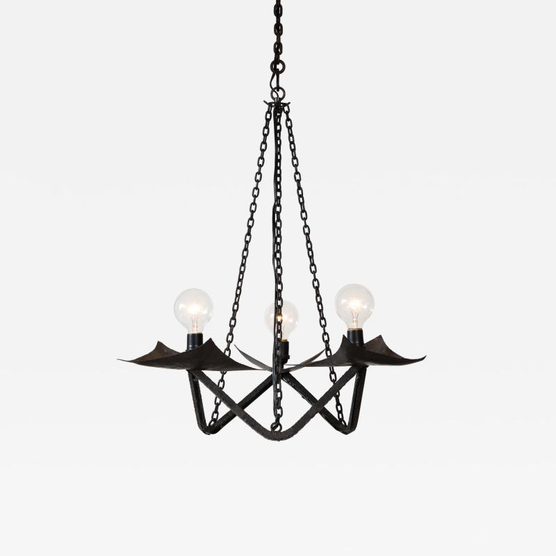 Raymond Subes Black Wrought Iron Chandelier in the Manner of Raymond Subes France 20th C 