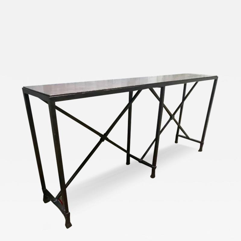 Raymond Subes Custom French Mid Century Modern Neoclassical Iron Stone Console Raymon Subes