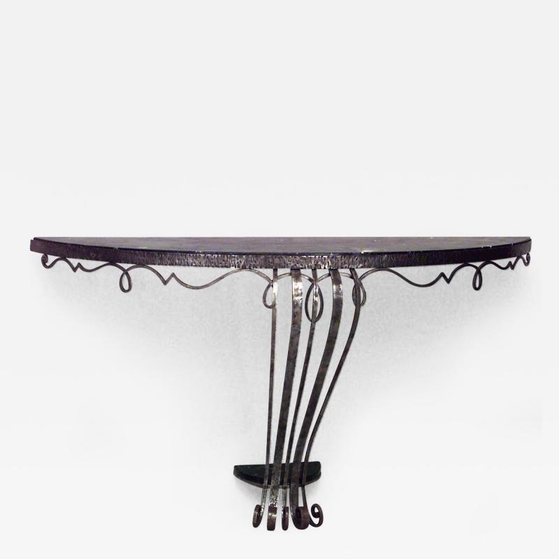 Raymond Subes French Art Deco Wrought Iron Bracket Console Table