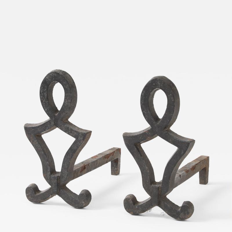 Raymond Subes attrib Andirons of Neoclassical Design France c 1930 s