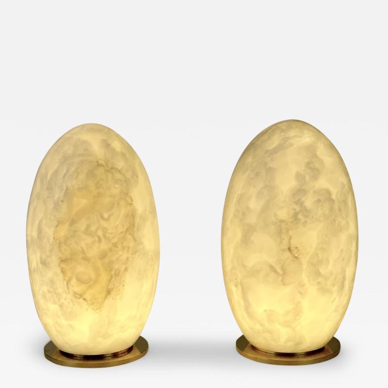 Rebirth Contemporary Italian White Alabaster Table Lamps by Giulia Archimede