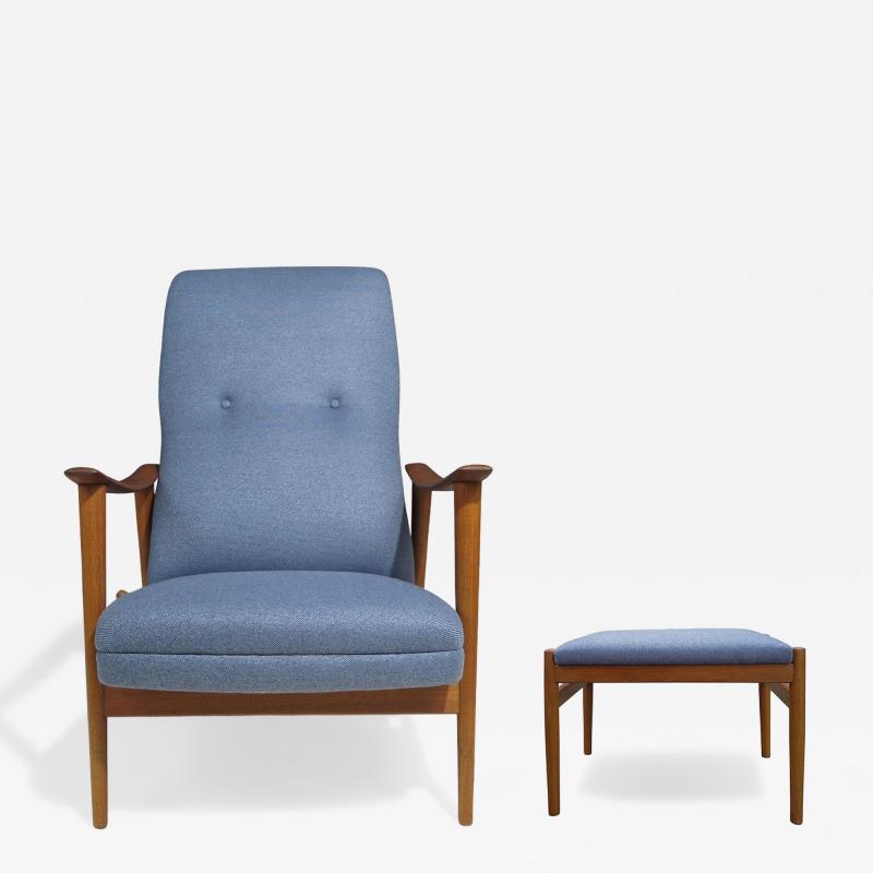 Reclining High back Lounge Chair and Ottoman by Arnt Lande for Stokke Norway