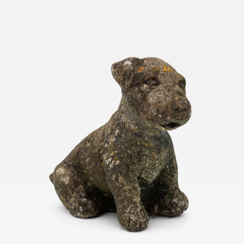 Reconsitituted Stone Puppy or Dog Garden Ornament England Mid 20th C 