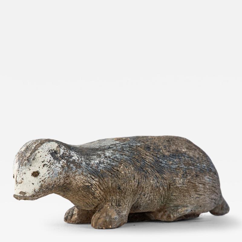 Reconstituted Stone Badger Garden Ornament England 1960s