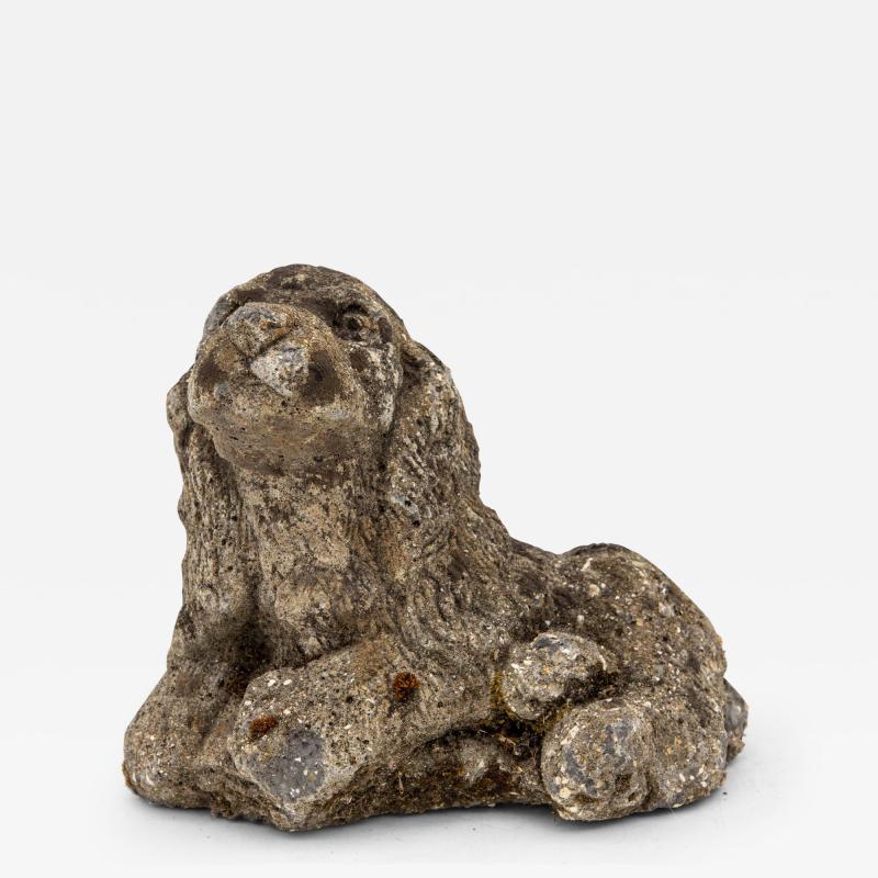 Reconstituted Stone Dog Spaniel Garden Ornament 20th Century