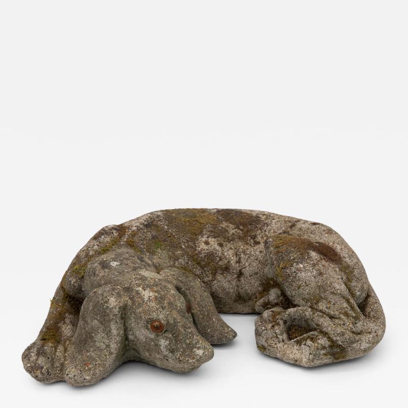 Reconstituted Stone Dog Spaniel Garden Ornament England 20th Century