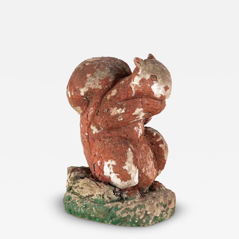 Reconstituted Stone Squirrel Garden Ornament England 20th Century