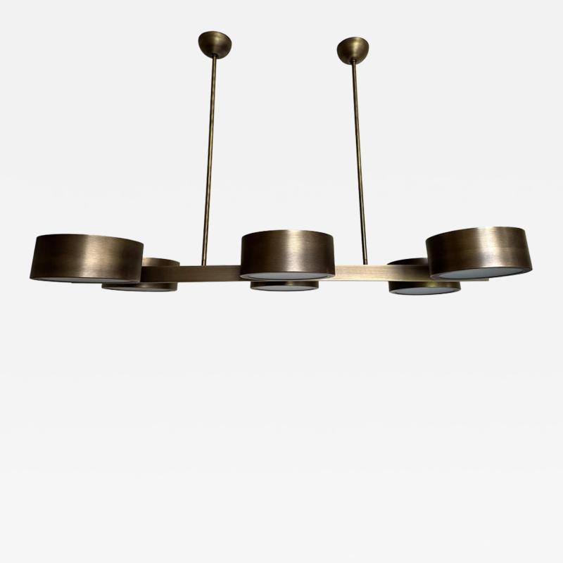 Rectangular Burnished Italian Chandelier