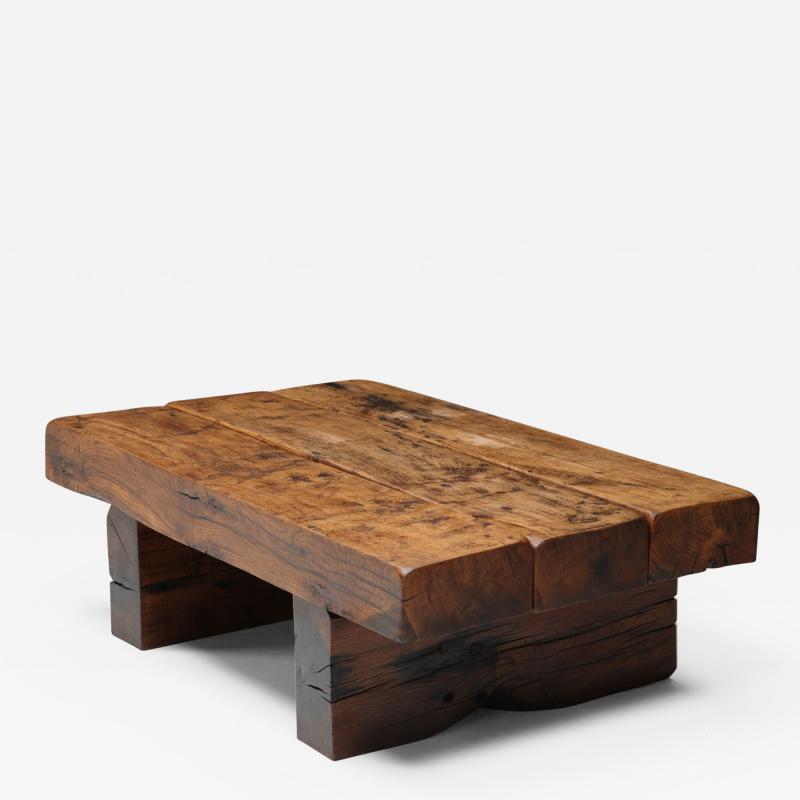 Rectangular Rustic Wood Coffee Table 1950s