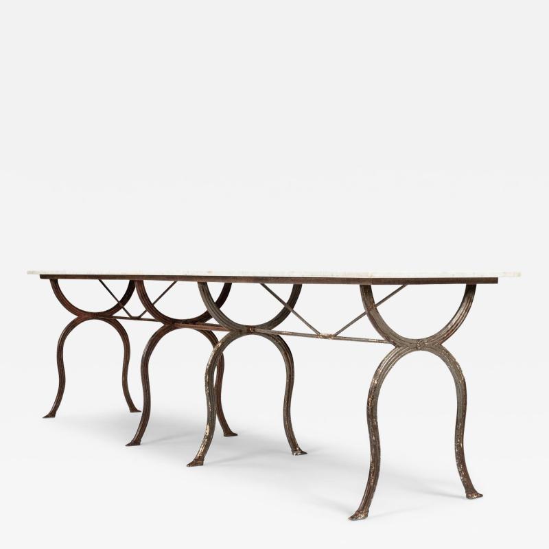 Rectangular White Marble Top Iron Base Table