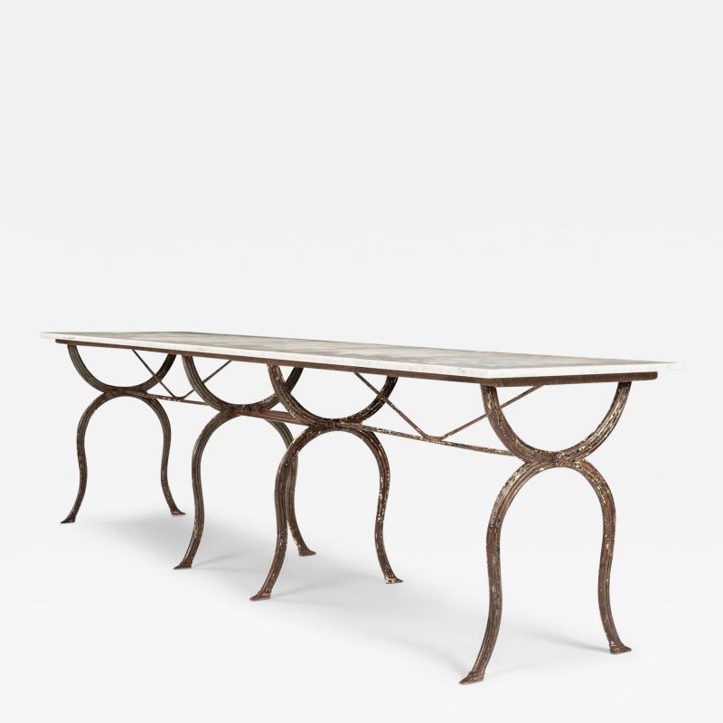 Rectangular White Marble Top Iron Base Table