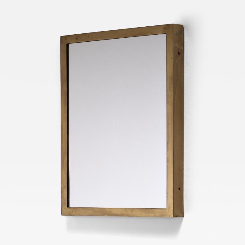 Rectangular brass wall mirror