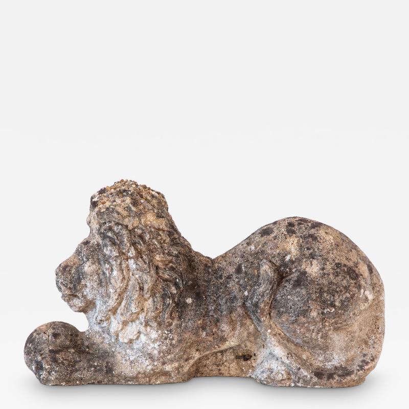 Recumbent Concrete Lion with Sphere France 1920s
