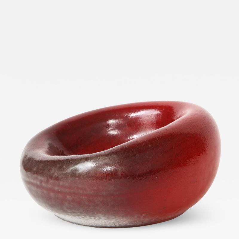 Red Ceramic Bowl in the Manner of Denise Gatard France 20th Century