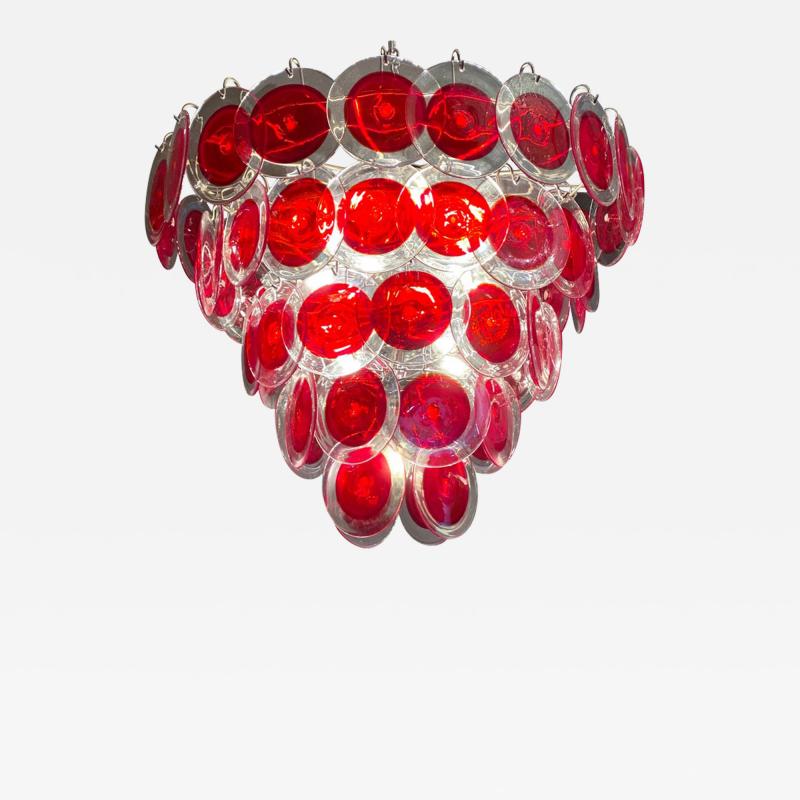 Red Disc Striking Murano Chandelier